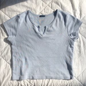 Brandy Melville Blue Ashlyn Short Sleeve Crop Top